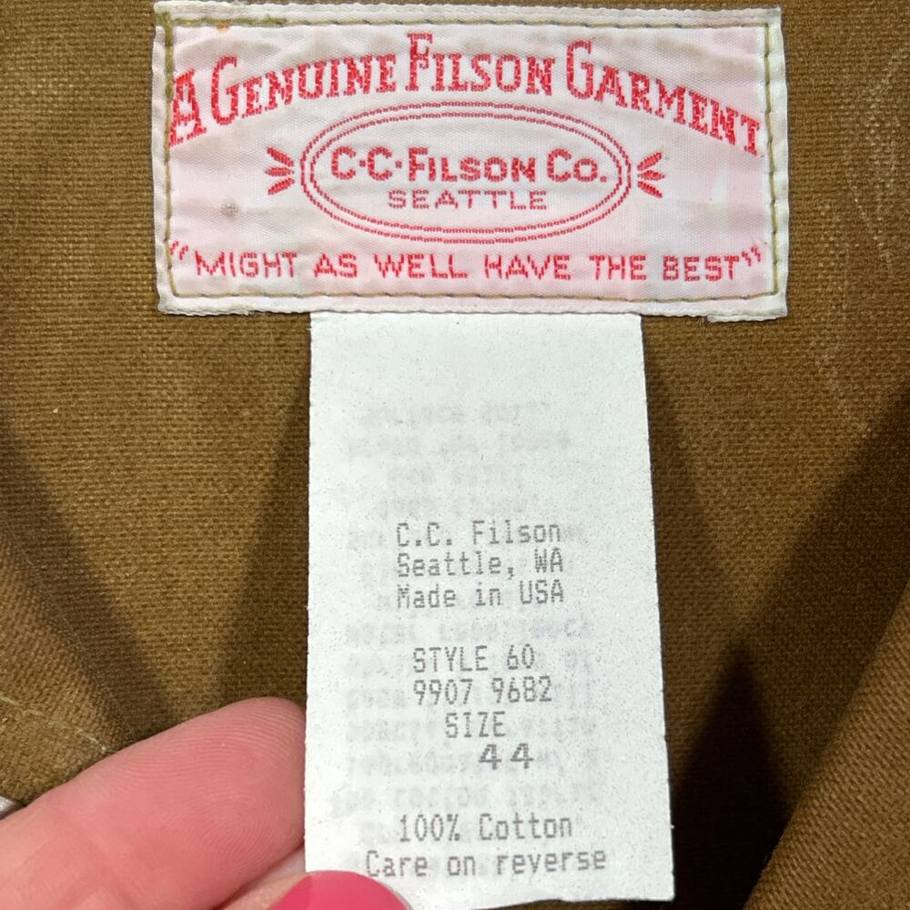 CC Filson Tin Cloth Cruiser Jacket Coat Mens 44 Large Brown Made in USA - Picture 4 of 9